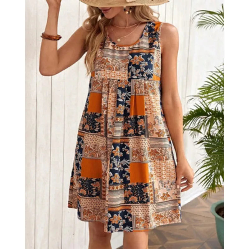 Lina - Oranges Patchwork Sommerkleid
