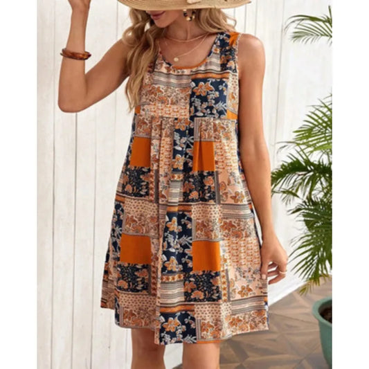 Lina - Oranges Patchwork Sommerkleid