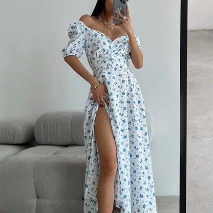 Isabella - Weißes Maxikleid mit Blumenprint
