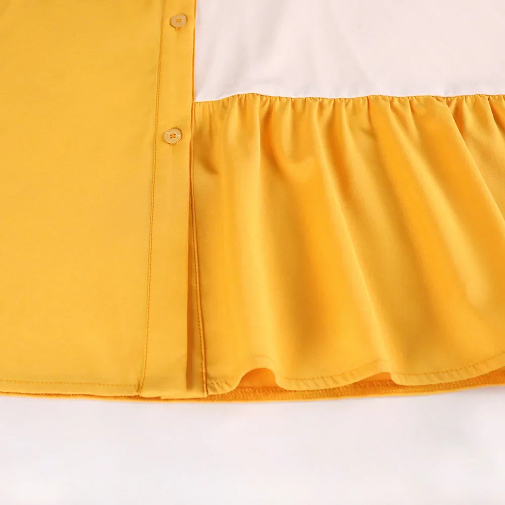 Lara - Blau-Weißes Colorblock Midikleid