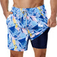 Marineblaue Badeshorts mit lebendigem
