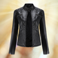 Bequeme damen leder ubergangsjacke