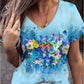 Zosia - T-Shirt mit V-Ausschnitt und Blumendruck