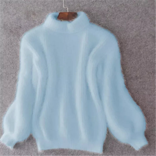 Taylor - lockerer strickpullover in volltonfarbe – vintage-angora-pullover