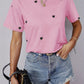 Beiges Herz-Muster T-Shirt - Emma
