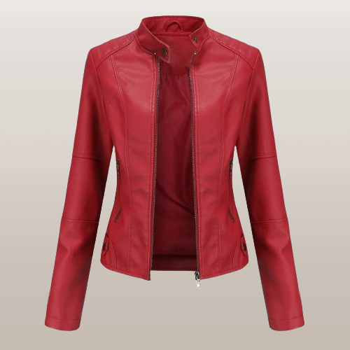 Elegante Lederjacke mit Reißverschluss für Damen