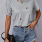 Beiges Herz-Muster T-Shirt - Emma