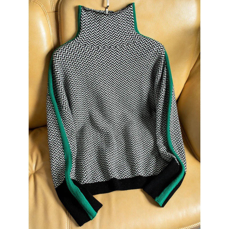 Rollkragenpullover mit geometrischem Strickmuster