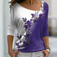 Langarmshirt mit Blumendruck und V-Ausschnitt