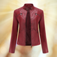 Bequeme damen leder ubergangsjacke