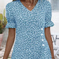 Blumenbluse mit V-Ausschnitt und kurzen Ärmeln