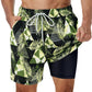 Marineblaue Badeshorts mit lebendigem