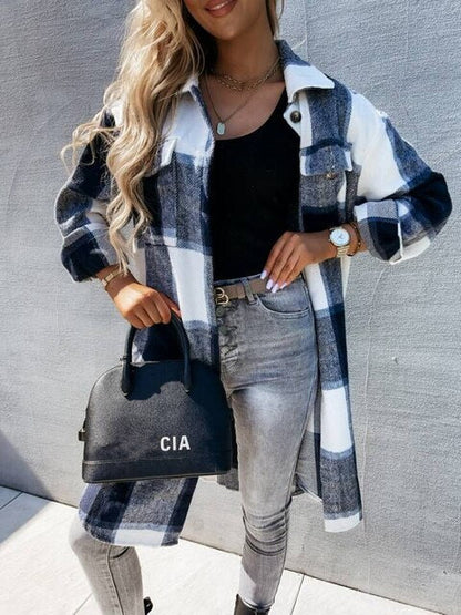 Cara - Modischer karierter Mantel mit schmaler Passform