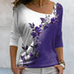 Langarmshirt mit Blumendruck und V-Ausschnitt