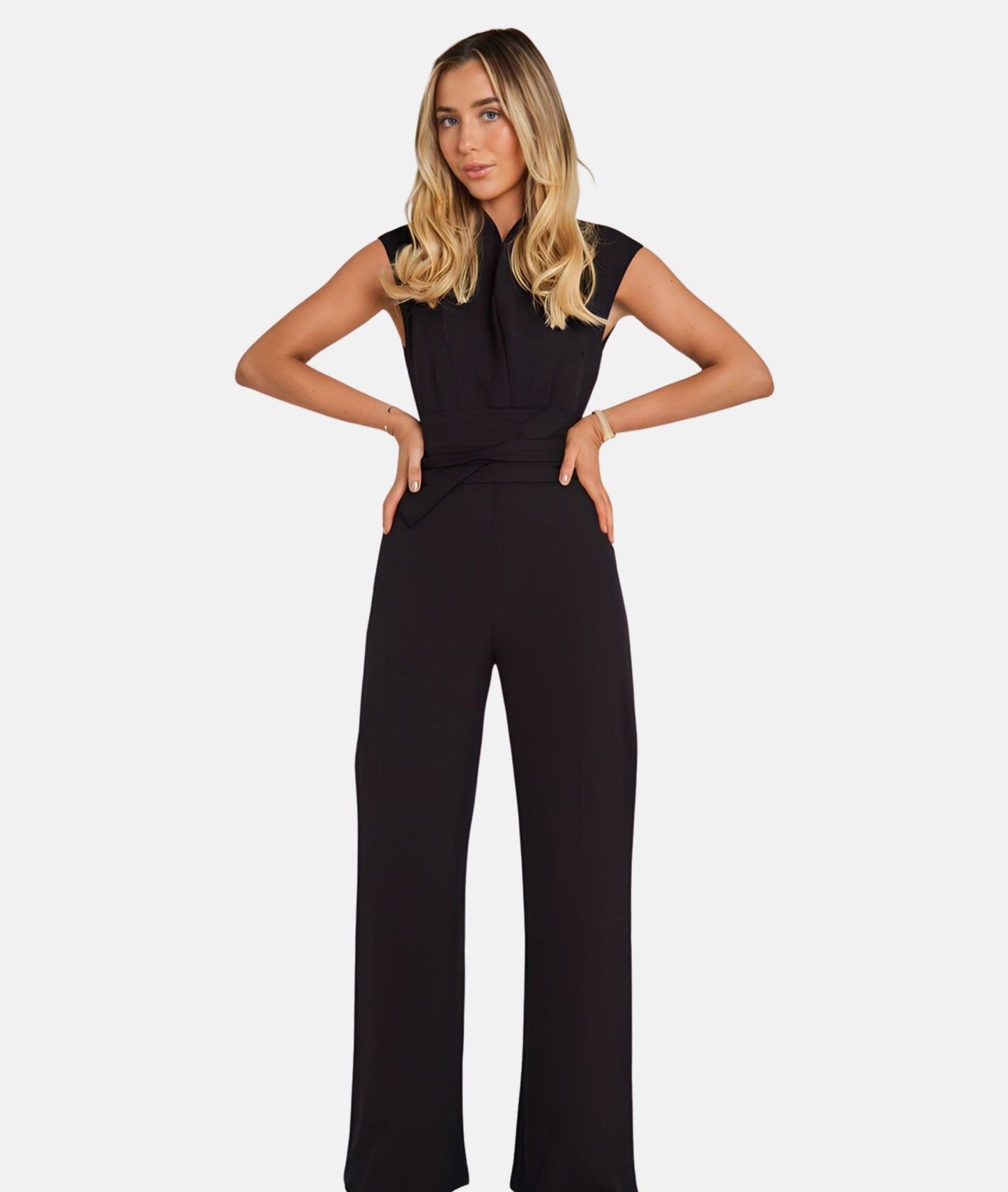 Modischer Jumpsuit mit Wickeldetail und weitem Bein