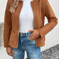 Frauen Herbst Winter Jacke mit Rundhalsausschnitt Casual Look