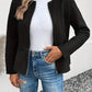 Frauen Herbst Winter Jacke mit Rundhalsausschnitt Casual Look