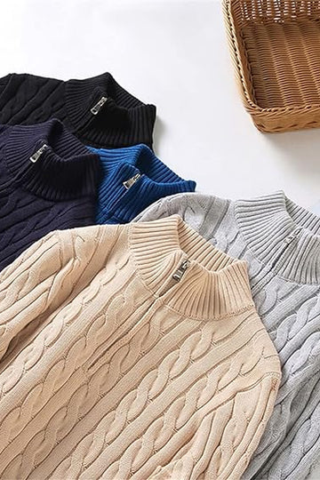 Anton - pullover mit halbem reißverschluss