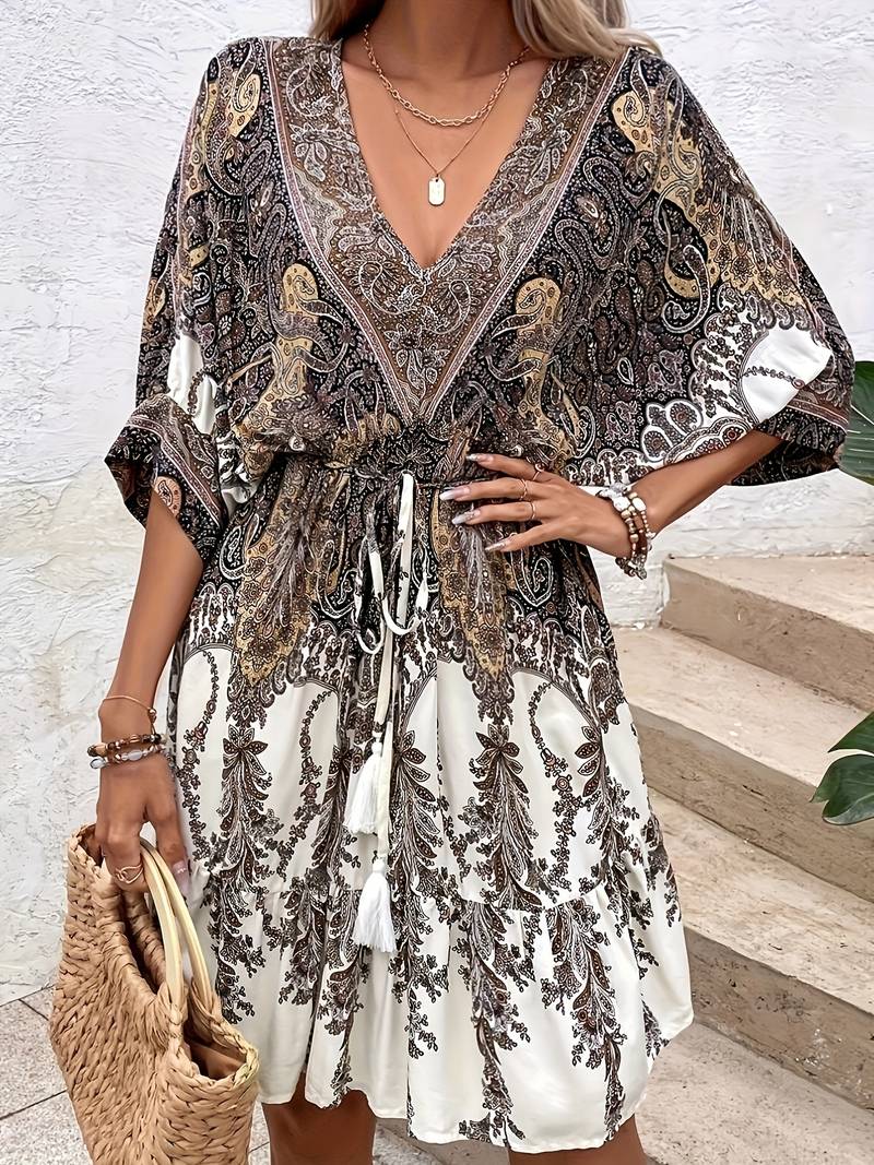 Elegantes kurzärmeliges Kleid für Frühling und Sommer - Sanny