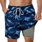 Marineblaue Badeshorts mit lebendigem