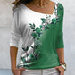 Langarmshirt mit Blumendruck und V-Ausschnitt