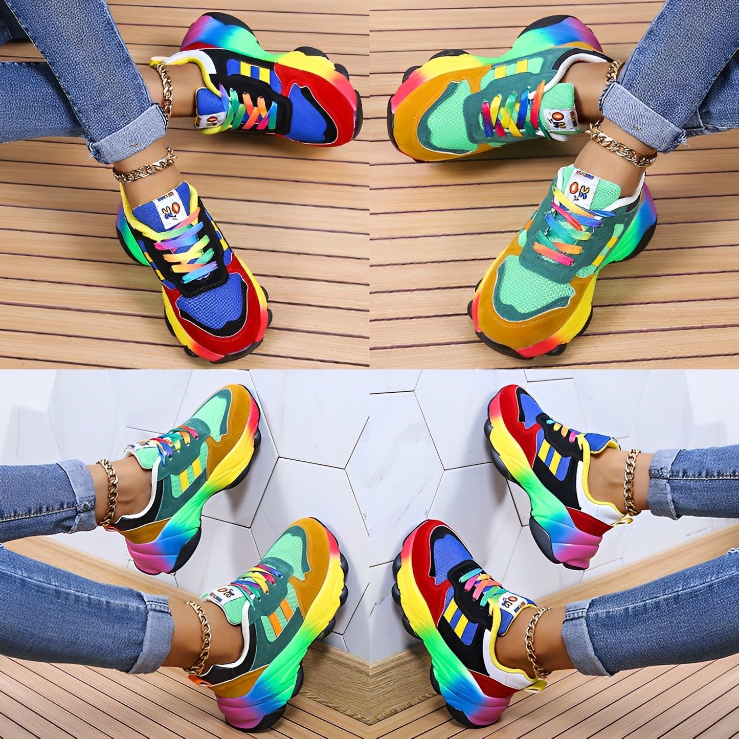 Iris™ Mehrfarbige Orthopädische Laufschuhe In Regenbogenfarben