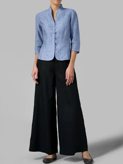 Brynna | hochwertige damen bluse mit stehkragen