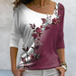 Langarmshirt mit Blumendruck und V-Ausschnitt