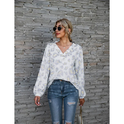 Bluse mit Aufdruck und V-Ausschnitt