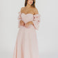 Corrine maxikleid mit gestuften armeln und taschen in ballerina pink - bump friendly