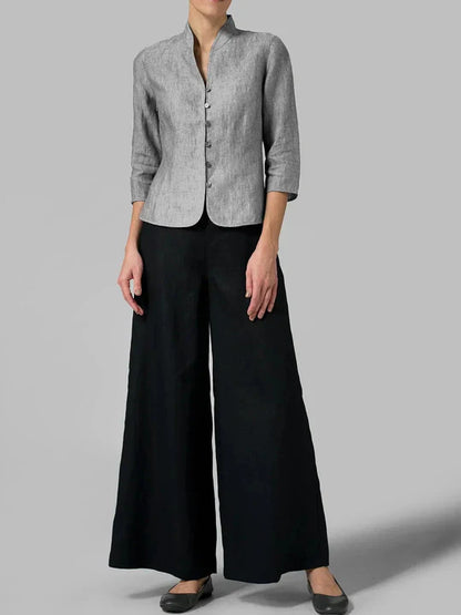 Brynna | hochwertige damen bluse mit stehkragen