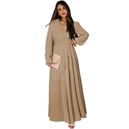 Bianca - Florales Maxikleid in Dunkelgrün