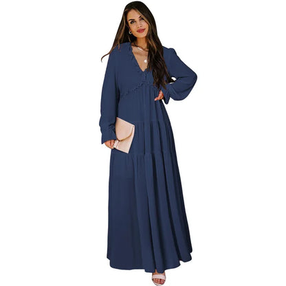 Bianca - Florales Maxikleid in Dunkelgrün