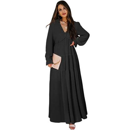 Bianca - Florales Maxikleid in Dunkelgrün