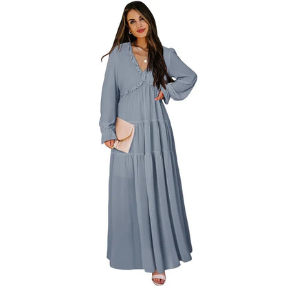 Bianca - Florales Maxikleid in Dunkelgrün