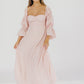 Corrine maxikleid mit gestuften armeln und taschen in ballerina pink - bump friendly