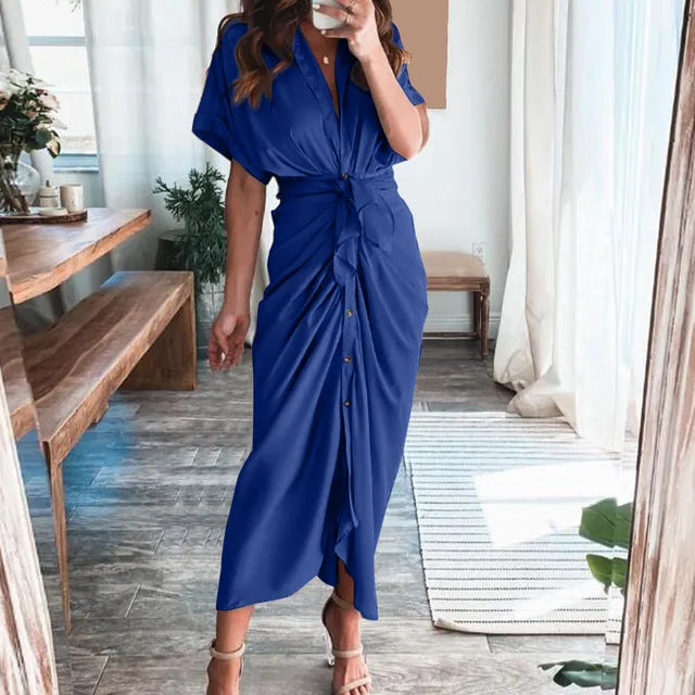 Helena - Beiges Wickelkleid mit Eleganz