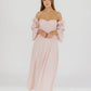 Corrine maxikleid mit gestuften armeln und taschen in ballerina pink - bump friendly