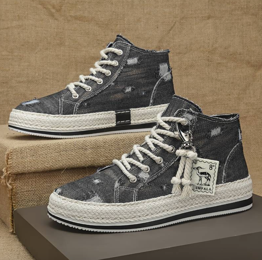 Slomo - Herren High Top Skate Schuhe aus verwaschenem Denim mit gutem Grip