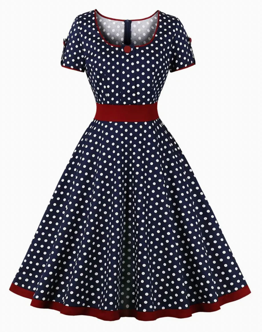 RETRO CHIC  - Schönes Vintage Polka Kleid für den Frühling/Sommer