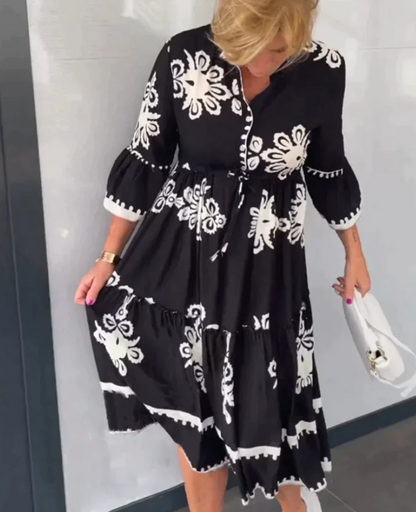 IZA - Elegantes Blumenkleid mit 3/4 Ärmeln