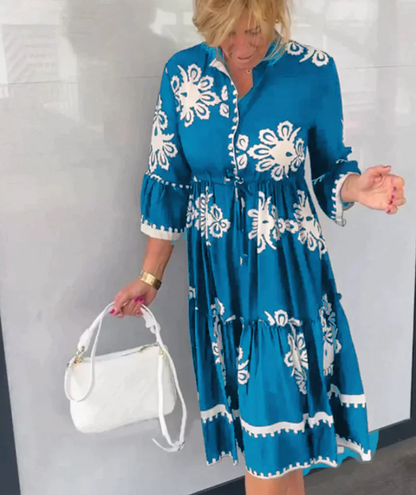 IZA - Elegantes Blumenkleid mit 3/4 Ärmeln