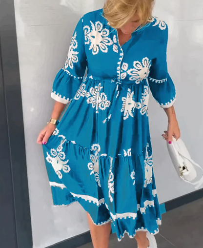 IZA - Elegantes Blumenkleid mit 3/4 Ärmeln