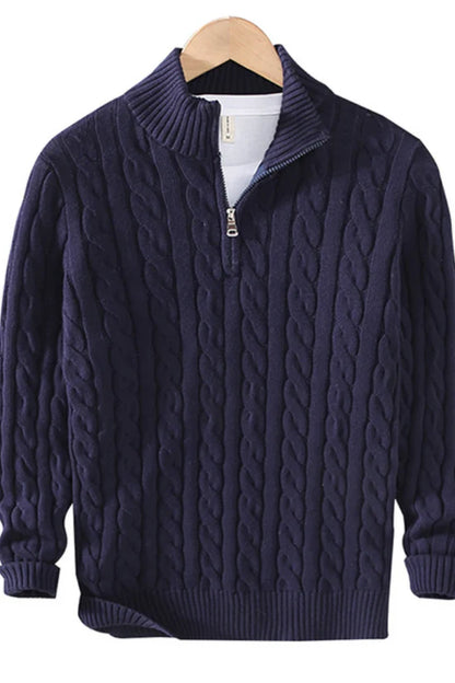 Anton - pullover mit halbem reißverschluss