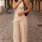 Janice - Luxuriöses, elegantes Oberteil in Weiß und ausgestellte Hose