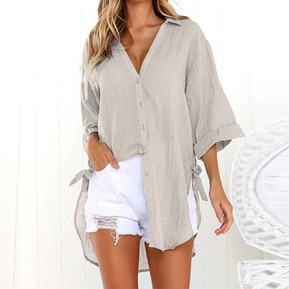 Julia - Rosafarbenes Leinenhemd