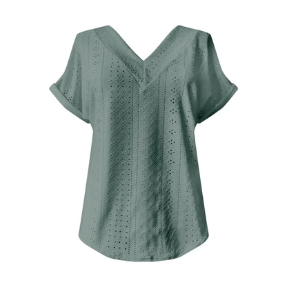 Hanna - Mintgrünes Lochstickerei-Shirt