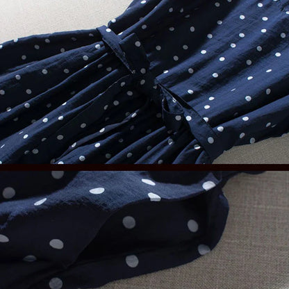 Annika - Marineblaues Pünktchenkleid