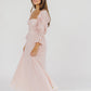 Corrine maxikleid mit gestuften armeln und taschen in ballerina pink - bump friendly