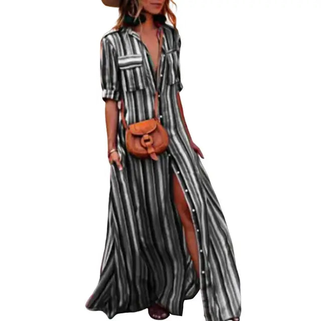 Lara - Bunte Streifen Maxikleid